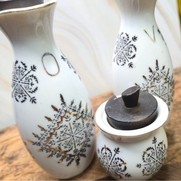 Vintage Atomic Cruet Set Oil Vinegar toothpick Jar Mcm - Picture 9 of 11